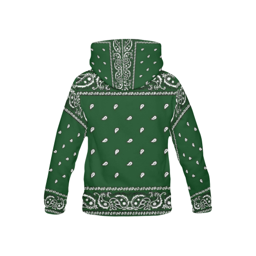 KERCHIEF PATTERN GREEN All Over Print Hoodie for Kid (USA Size) (Model H13)