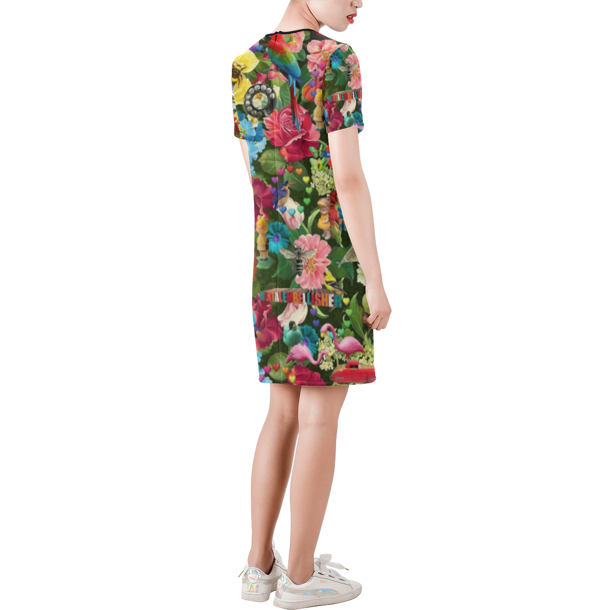 Is it Springtime Yet? Short-Sleeve Round Neck A-Line Dress (Model D47)