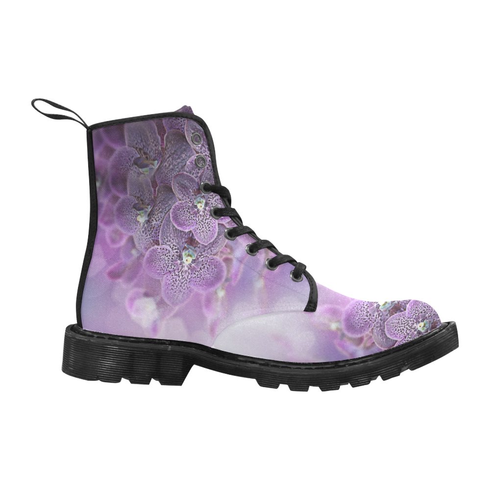 violet-orchids Martin Boots for Women (Black) (Model 1203H)