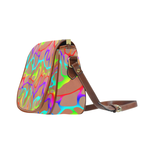 Colorful wavy shapes Saddle Bag/Large (Model 1649)