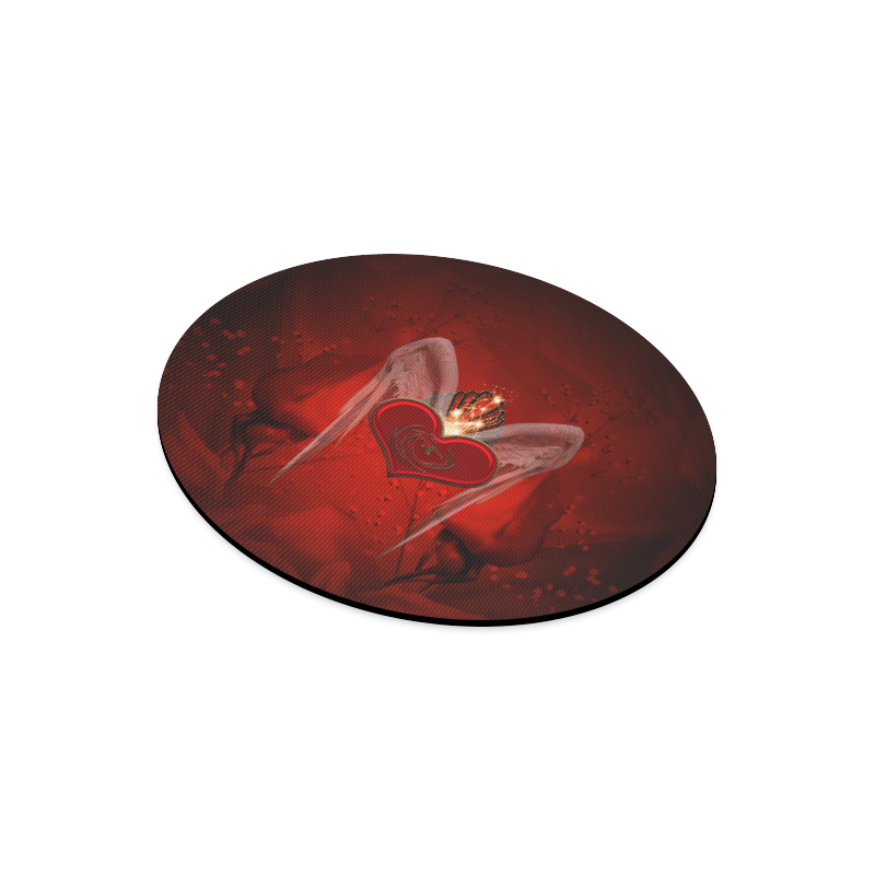 Heart with wings Round Mousepad