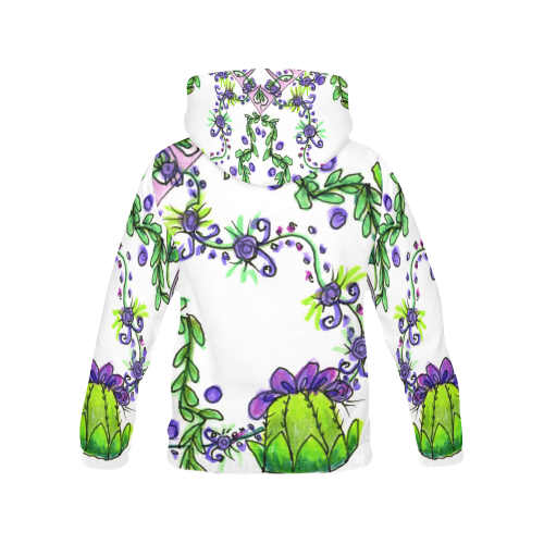 Queen's Crown Purple Green Vines ZenGarden All Over Print Hoodie for Women (USA Size) (Model H13)