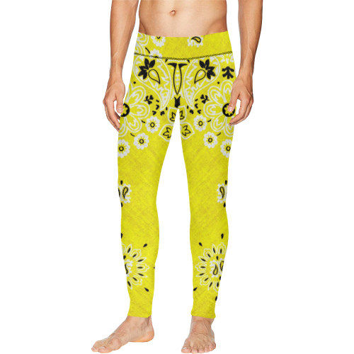 Grunge Yellow Bandana Men's All Over Print Leggings (Model L38)