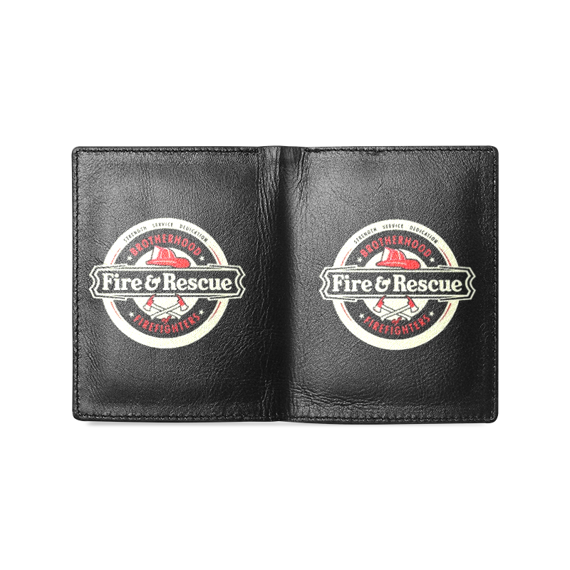 Brotherhood Firefighters Fire And Rescue Men's Leather Wallet (Model 1612)