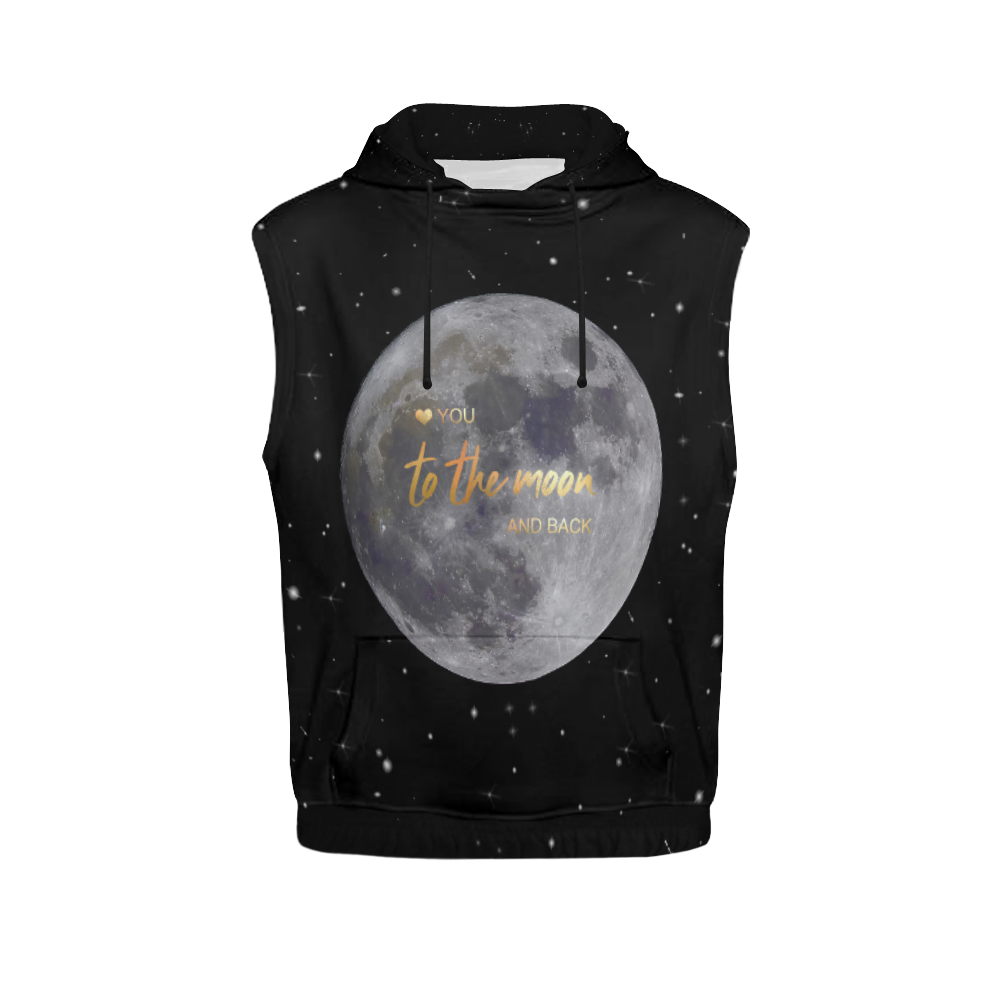 TO THE MOON AND BACK All Over Print Sleeveless Hoodie for Women (Model H15)
