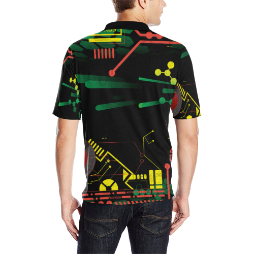 Futuristic Sci-Fi Robot Men's All Over Print Polo Shirt (Model T55)