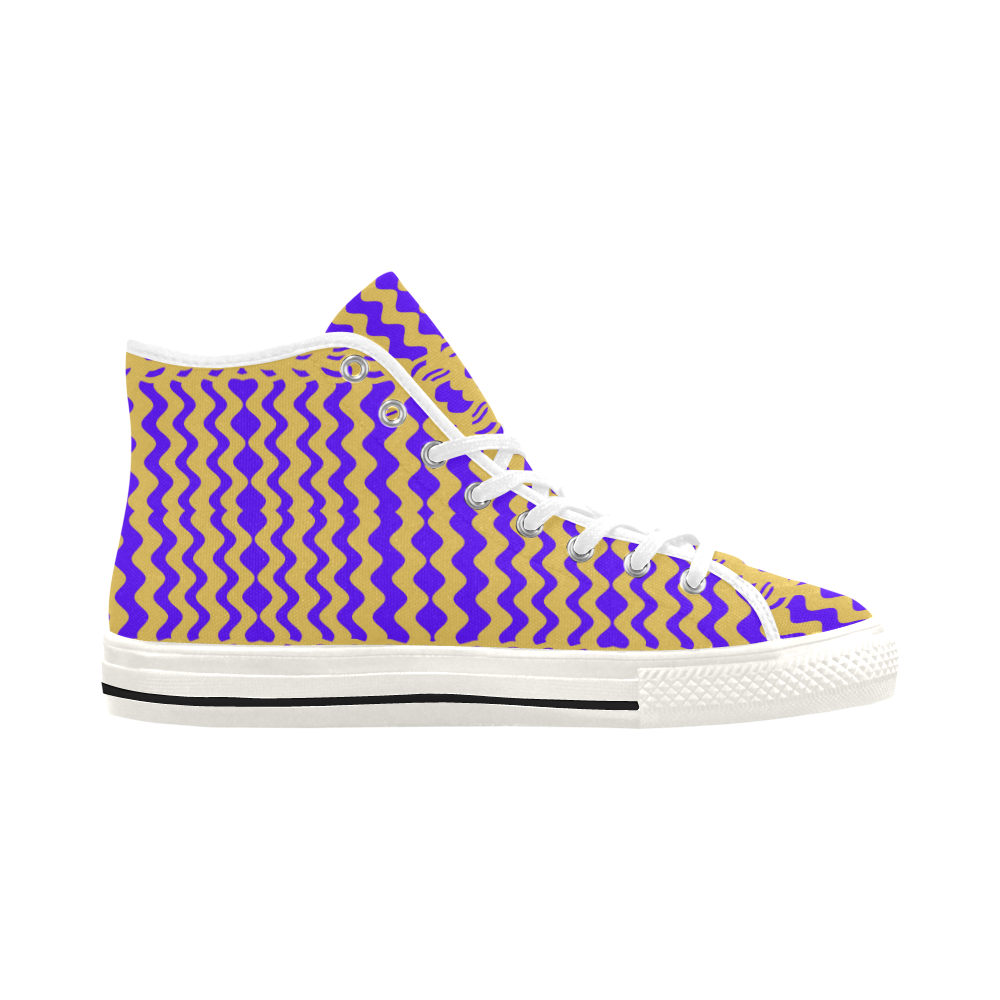 Purple Yellow Modern  Waves Lines Vancouver H Men's Canvas Shoes (1013-1)