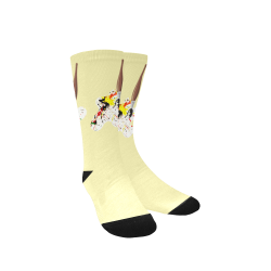 Paint Splatter with Artists Paint Brush on Yellow Custom Socks for Women
