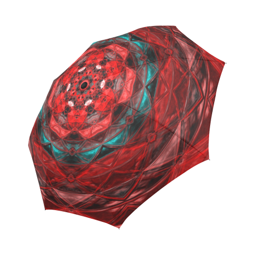 Red and teal Auto-Foldable Umbrella (Model U04)