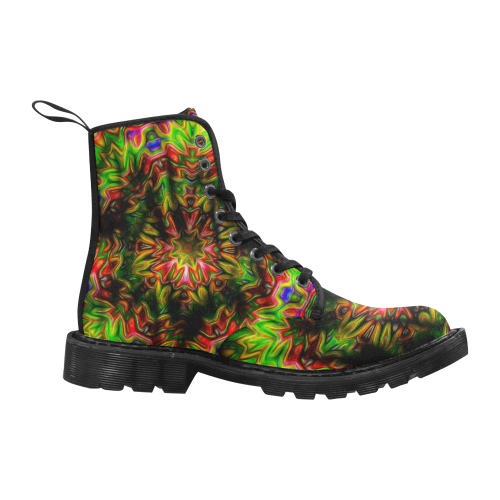 psychedelic flowers Martin Boots for Women (Black) (Model 1203H)