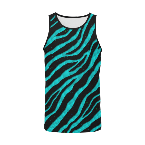Ripped SpaceTime Stripes - Cyan Men's All Over Print Tank Top (Model T57)