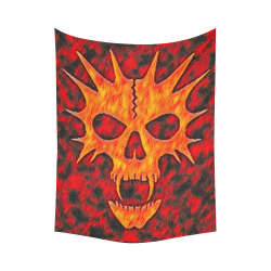 Gothic Vampire Skull Flame Black Light Cotton Linen Wall Tapestry 60"x 80"