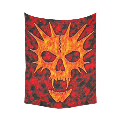 Gothic Vampire Skull Flame Black Light Cotton Linen Wall Tapestry 60"x 80"