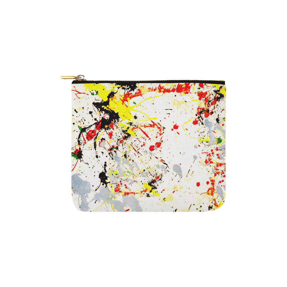 Black, Red, Yellow Paint Splatter Carry-All Pouch 6''x5''