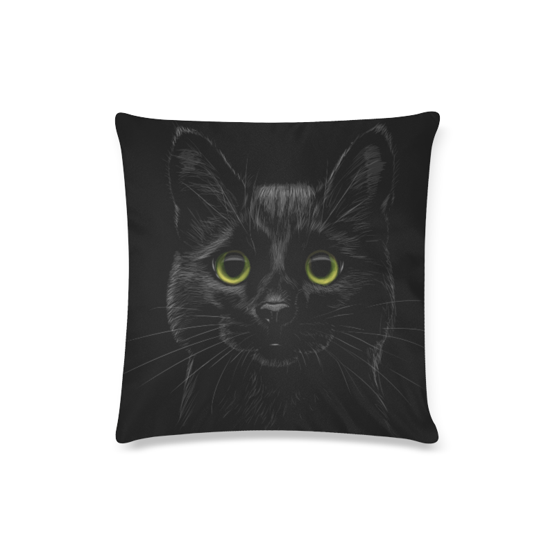 Black Cat Custom Zippered Pillow Case 16"x16"(Twin Sides)