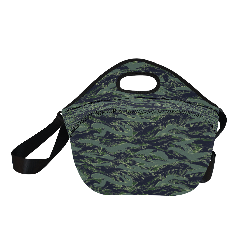 Jungle Tiger Stripe Green Camouflage Neoprene Lunch Bag/Large (Model 1669)