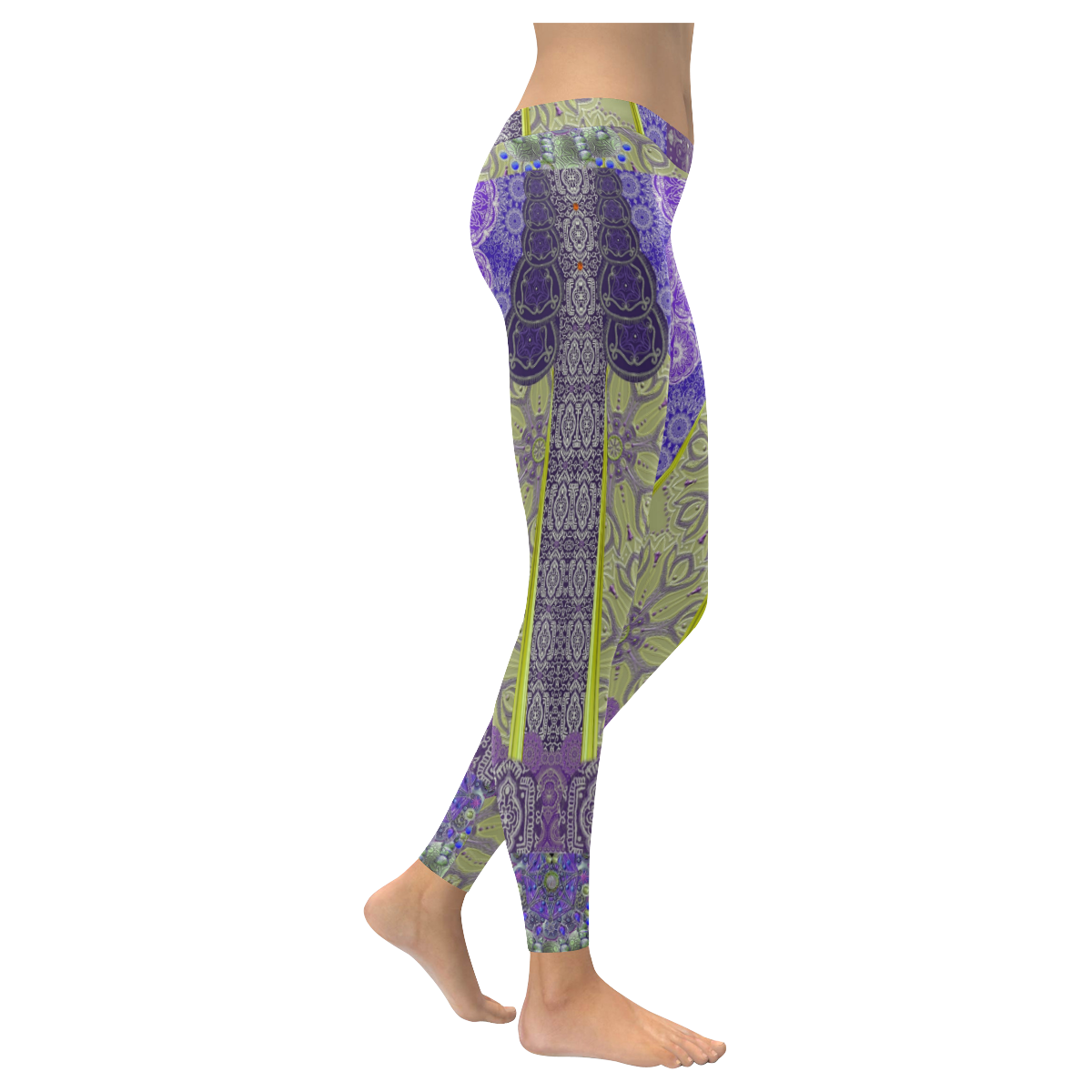 arabesques purple Women's Low Rise Leggings (Invisible Stitch) (Model L05)