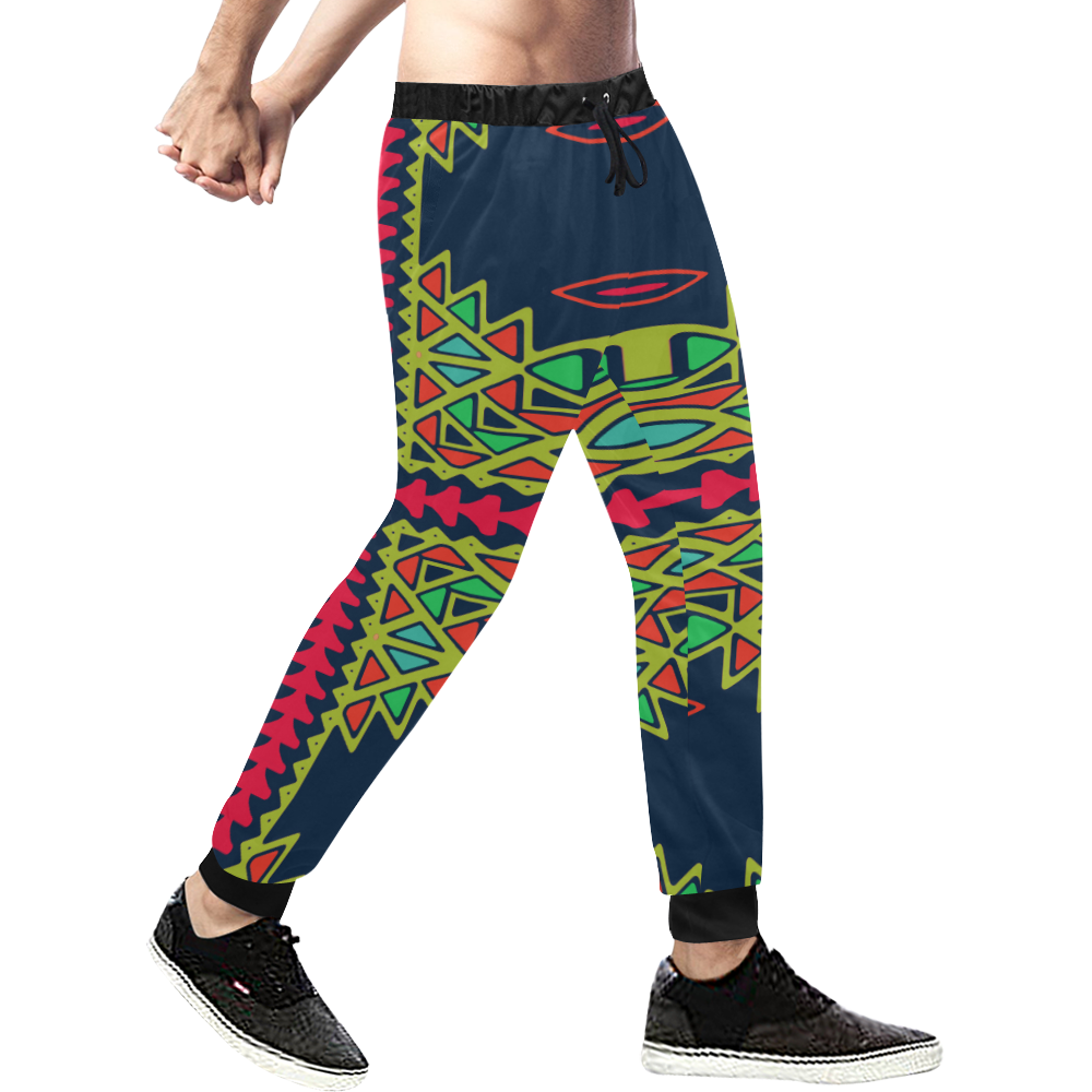 Distorted shapes on a blue background Men's All Over Print Sweatpants (Model L11)