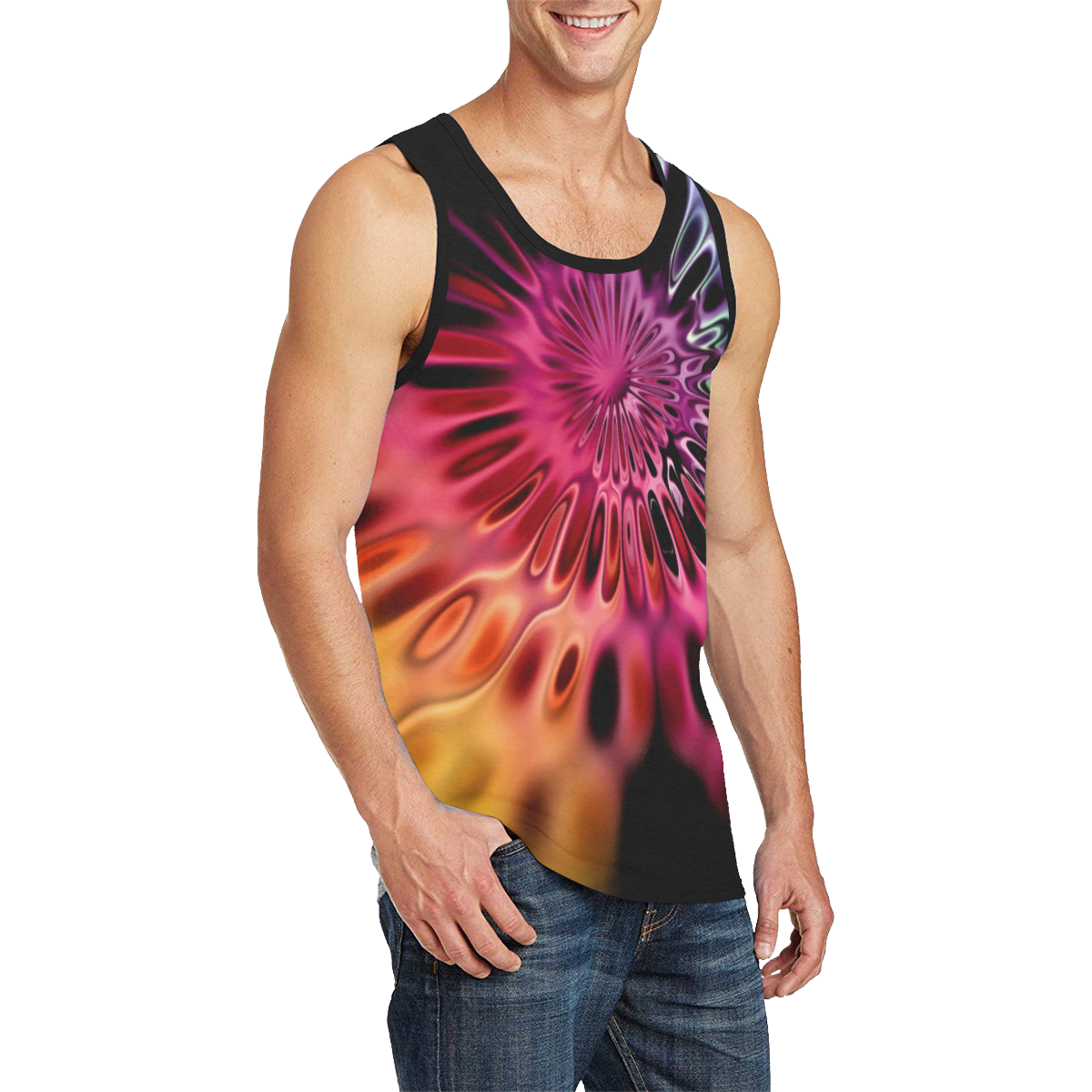 Magic Flower Flames Fractal - Psychedelic Colors Men's All Over Print Tank Top (Model T57)