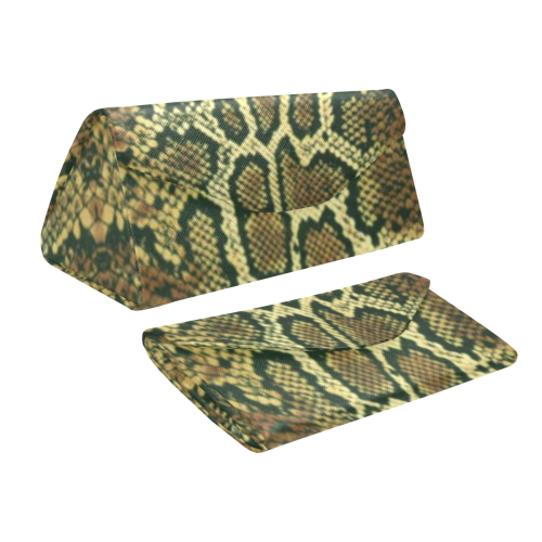 Snakeskin Pattern Brown Gold Custom Foldable Glasses Case