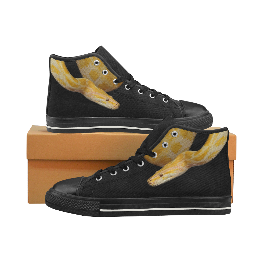 Python Black High Top Canvas Shoes for Kid (Model 017)