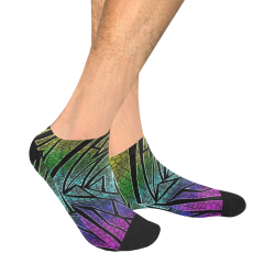 Neon Rainbow Cracked Mosaic Men's Ankle Socks