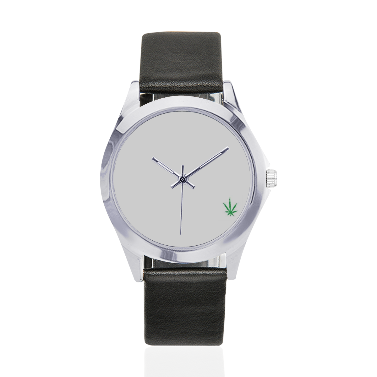 420leaf2 Unisex Silver-Tone Round Leather Watch (Model 216)