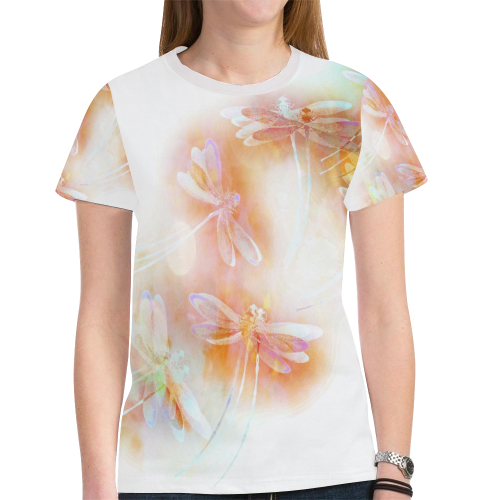 Watercolor dragonflies New All Over Print T-shirt for Women (Model T45)