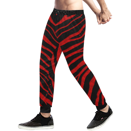 Ripped SpaceTime Stripes - Red Men's All Over Print Sweatpants (Model L11)