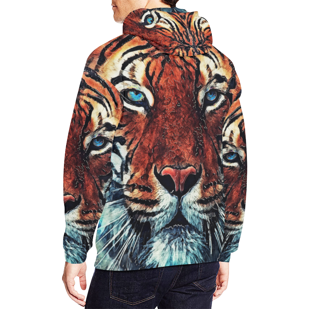 tiger All Over Print Hoodie for Men/Large Size (USA Size) (Model H13)