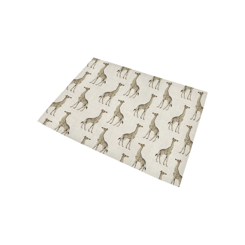 Linen Giraffe Animal Print Area Rug 5'3''x4'