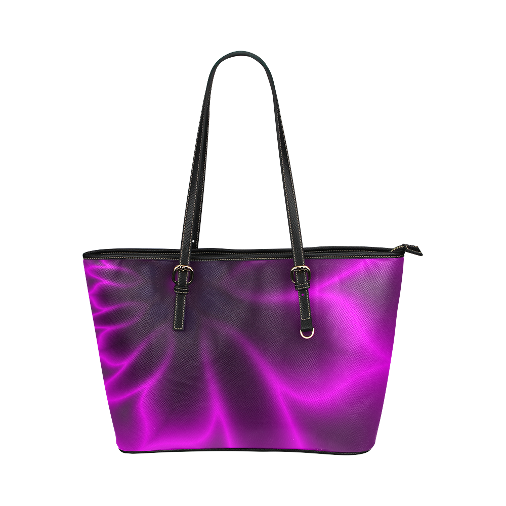 Purple Blossom Leather Tote Bag/Small (Model 1651)