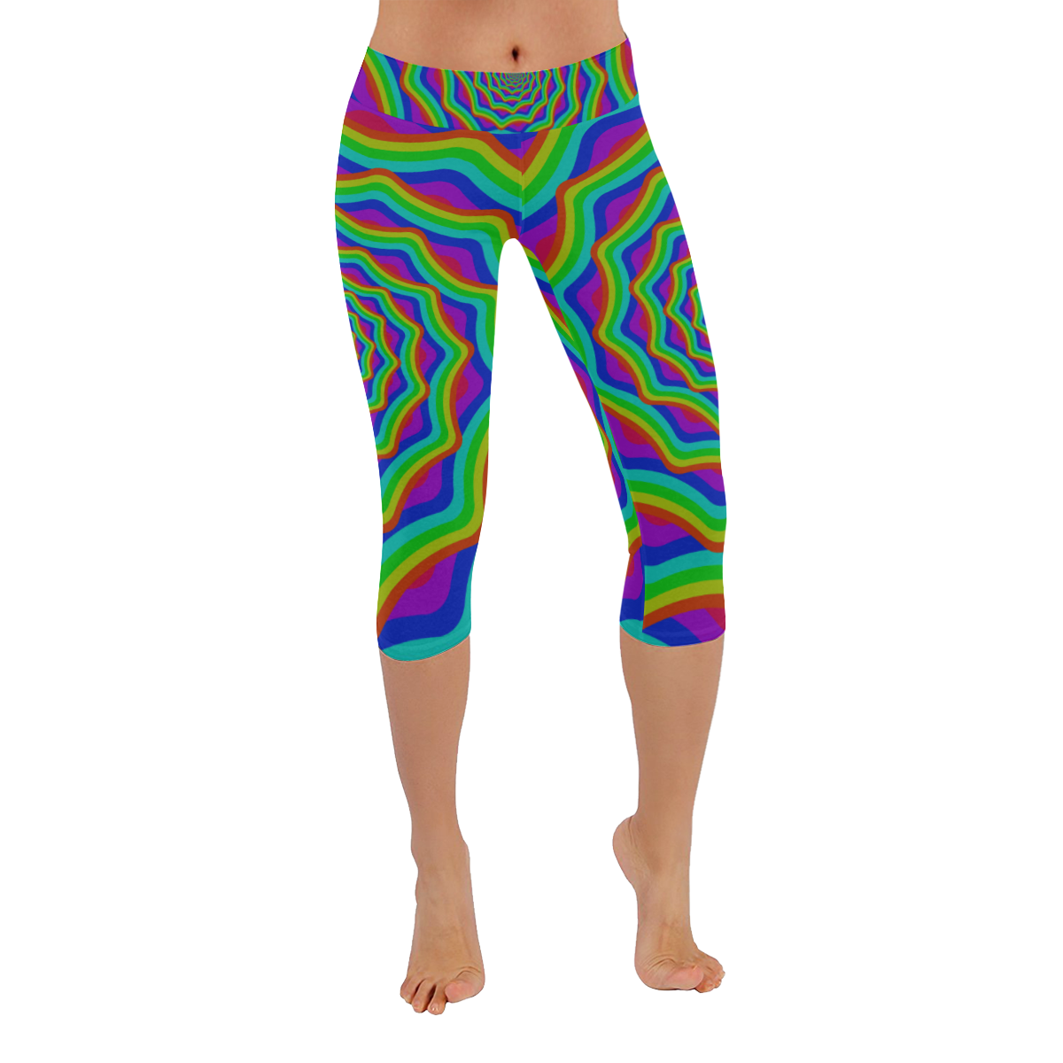 Spiral rainbow Women's Low Rise Capri Leggings (Invisible Stitch) (Model L08)