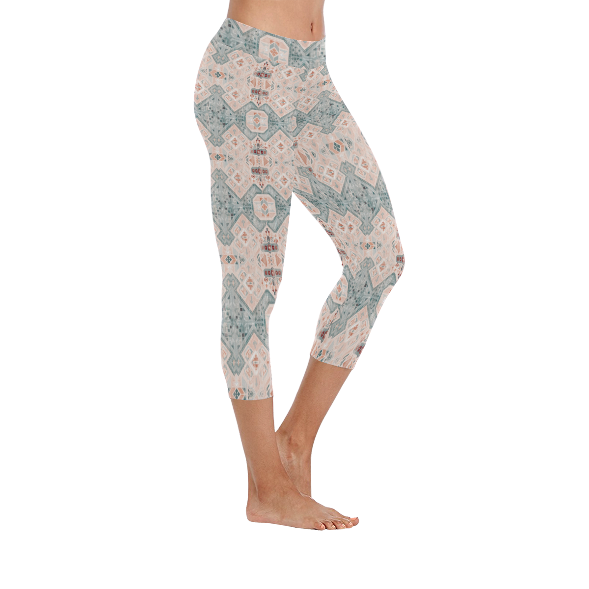 Elegant Graphic Women's Low Rise Capri Leggings (Invisible Stitch) (Model L08)