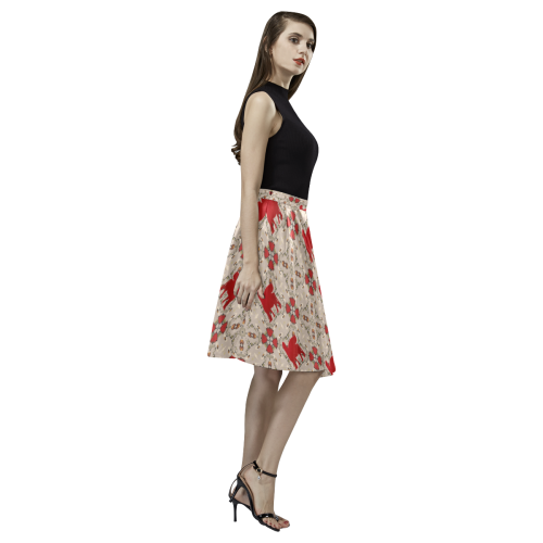 Red Lamassu Melete Pleated Midi Skirt (Model D15)
