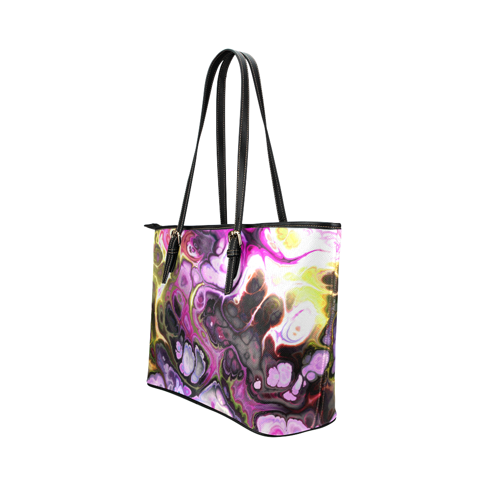 Colorful Marble Design Leather Tote Bag/Large (Model 1651)