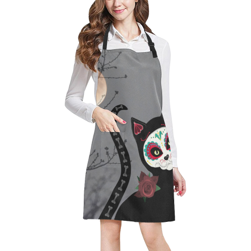 Day of the Dead Sugar Skull Cat All Over Print Apron