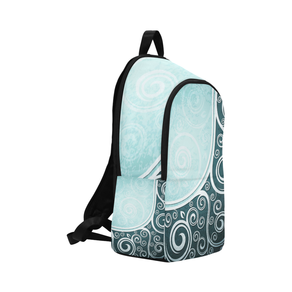 Abstract-Vintage-Floral-Blue Fabric Backpack for Adult (Model 1659)