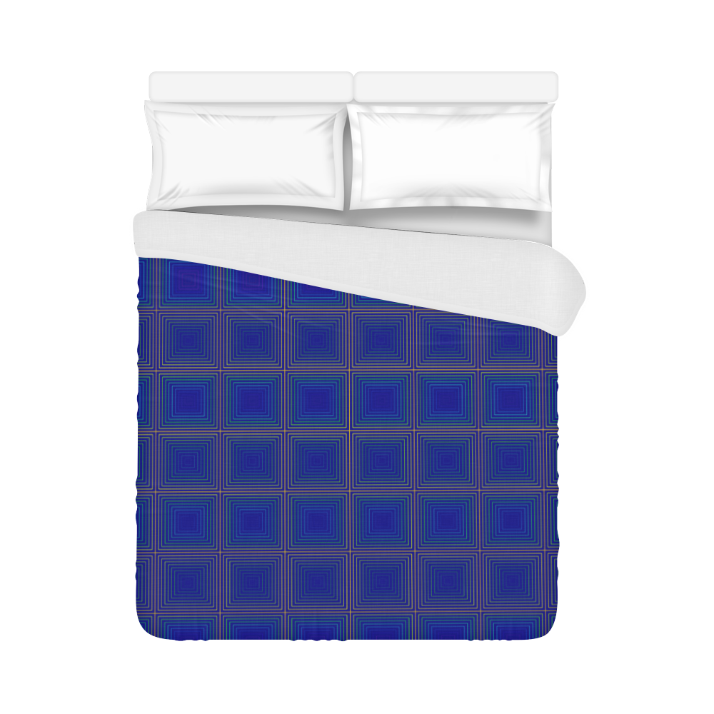 Royal blue golden multicolored multiple squares Duvet Cover 86"x70" ( All-over-print)