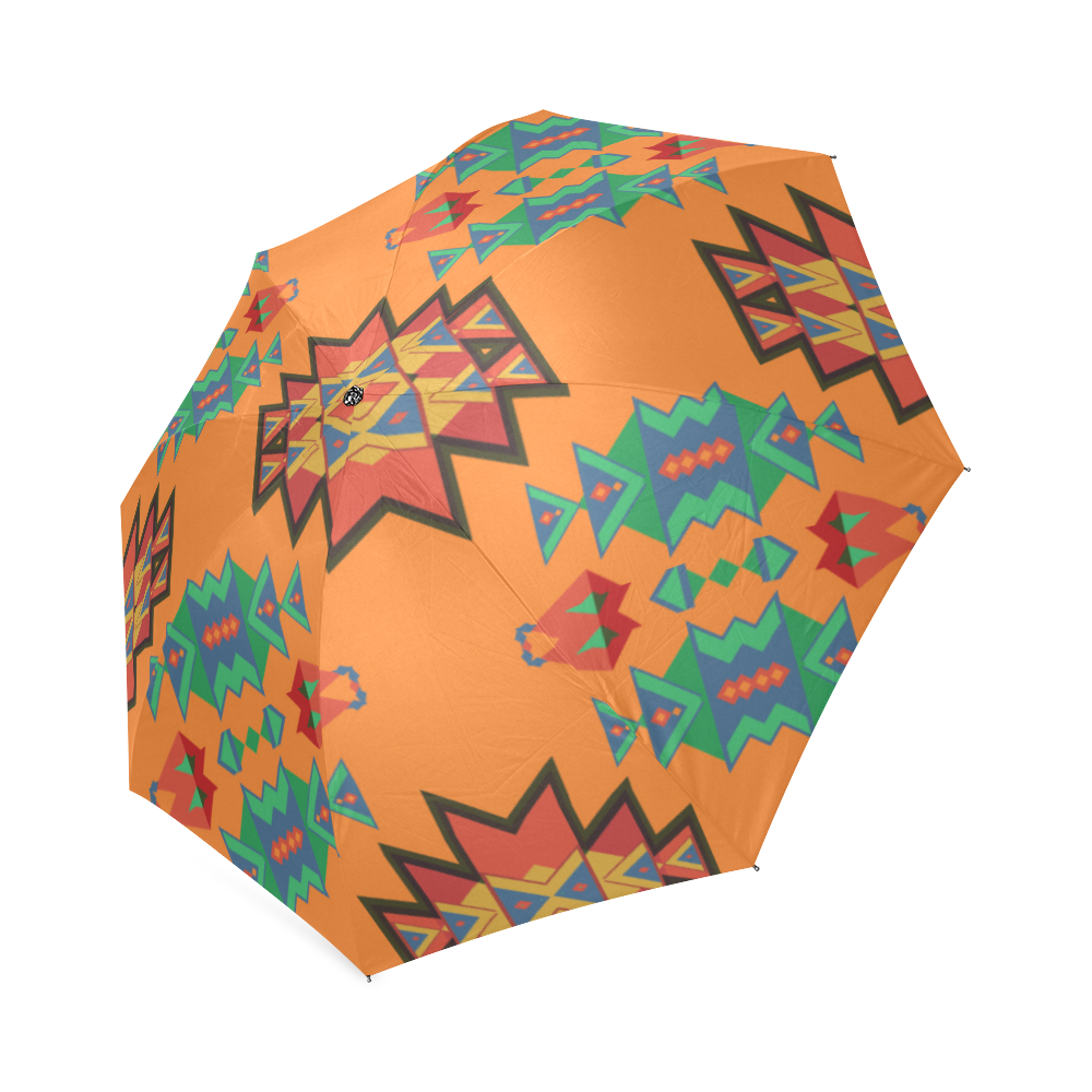 Misc shapes on an orange background Foldable Umbrella (Model U01)