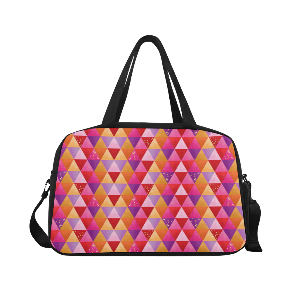 Triangle Pattern - Red Purple Pink Orange Yellow Fitness Handbag (Model 1671)