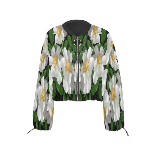 FLORAL DESIGN 36 Cropped Chiffon Jacket for Women (Model H30)