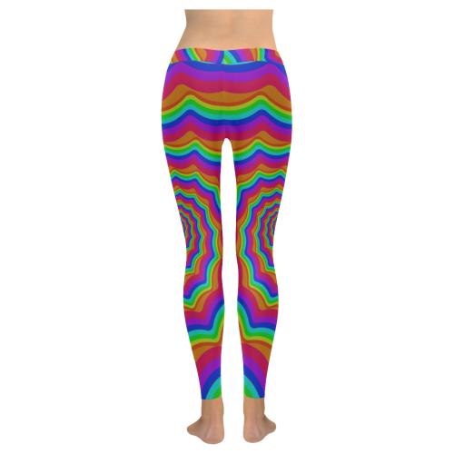 Rainbow vortex Women's Low Rise Leggings (Invisible Stitch) (Model L05)