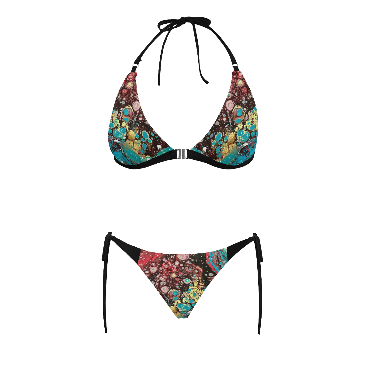 Coral Ocean bathing suit Buckle Front Halter Bikini Swimsuit (Model S08)