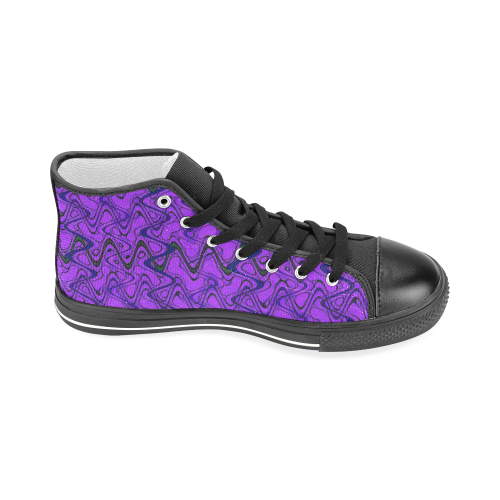 Purple and Black Waves pattern design Men’s Classic High Top Canvas Shoes (Model 017)