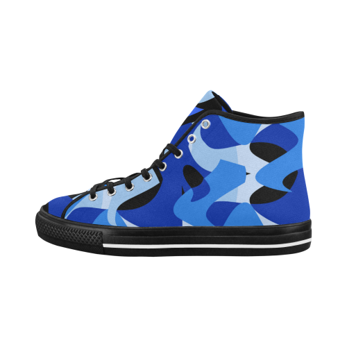 Camouflage Abstract Blue and Black Vancouver H Men's Canvas Shoes/Large (1013-1)
