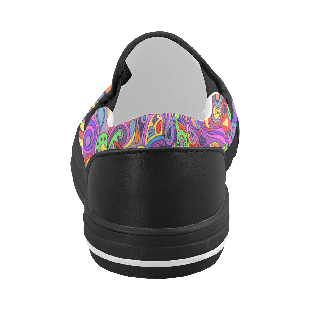 Psychedelic Hippy Doodle by ArtformDesigns Women's Slip-on Canvas Shoes (Model 019)