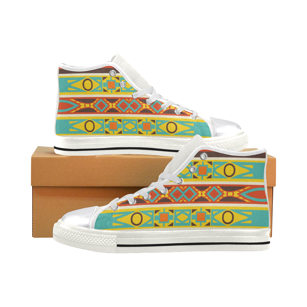 Ovals rhombus and squares Women's Classic High Top Canvas Shoes (Model 017)