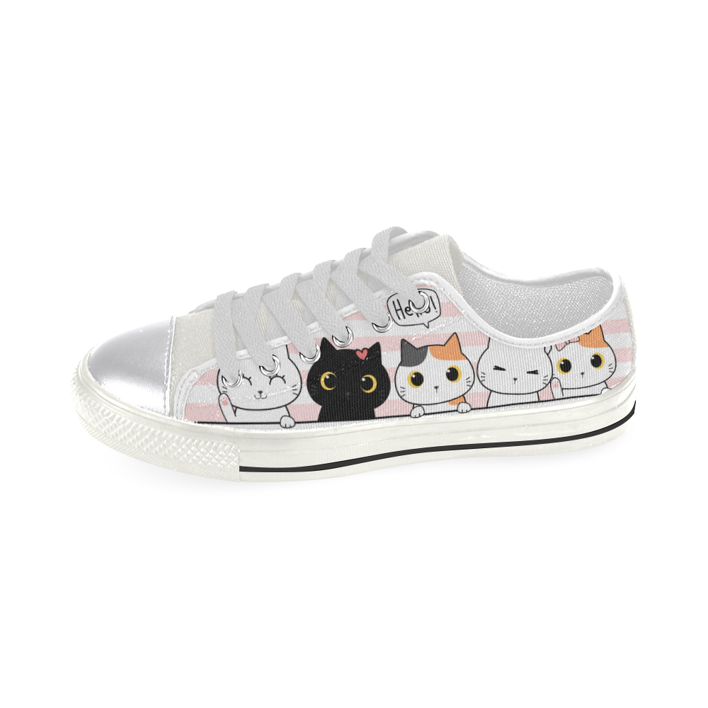 Cute Cat Kitten Shoes, Cat Greeting Cartoon Doodle Women's Classic Canvas Shoes (Model 018)