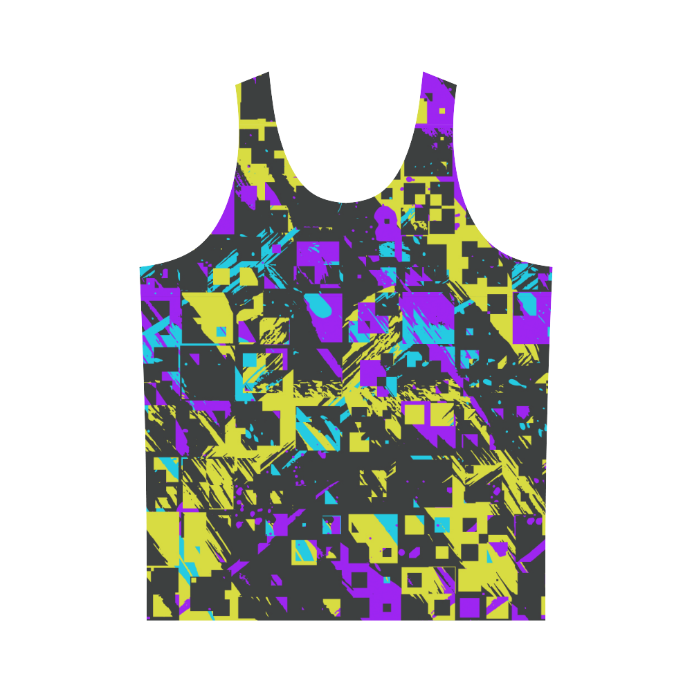 Purple yelllow squares All Over Print Tank Top for Men (Model T43)